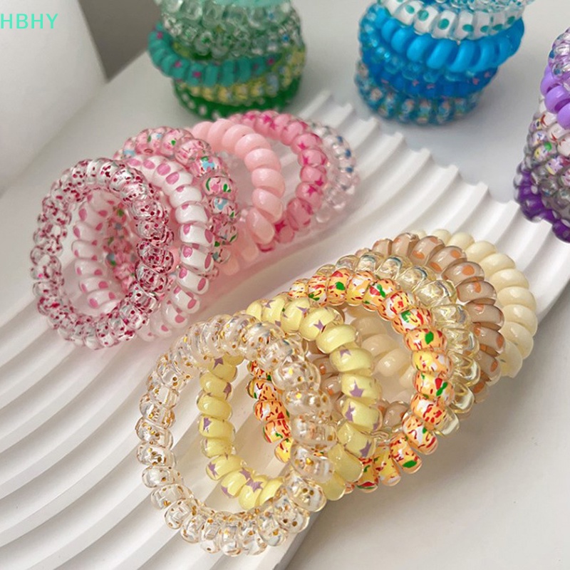 【HB】ใหม่ ยางรัดผม แบบเกลียว สีแคนดี้ สําหรับผู้หญิง 6 ชิ้น ต่อชุด【HY】