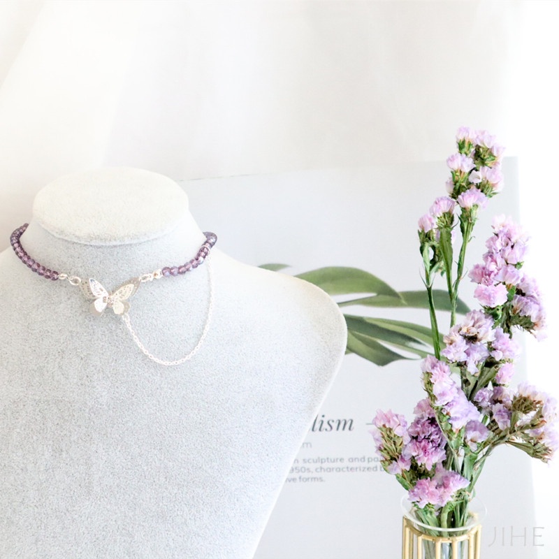 【JIHE】เค้นคอ สร้อยคอโซ่ โช้กเกอร์ ลายผีเสื้อ สไตล์เกาหลี