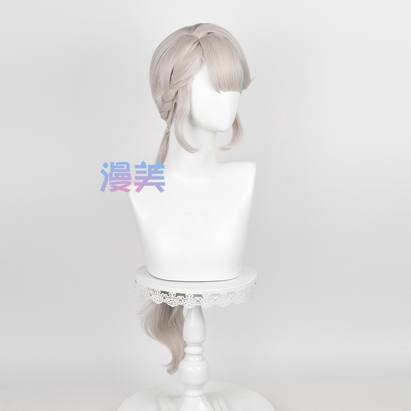 【Manmei】Genshin Impact Fontaine Lyney Lynette Cosplay Wig 32cm/82cm Ash Blonde Wigs Heat Resistant Synthetic Hair