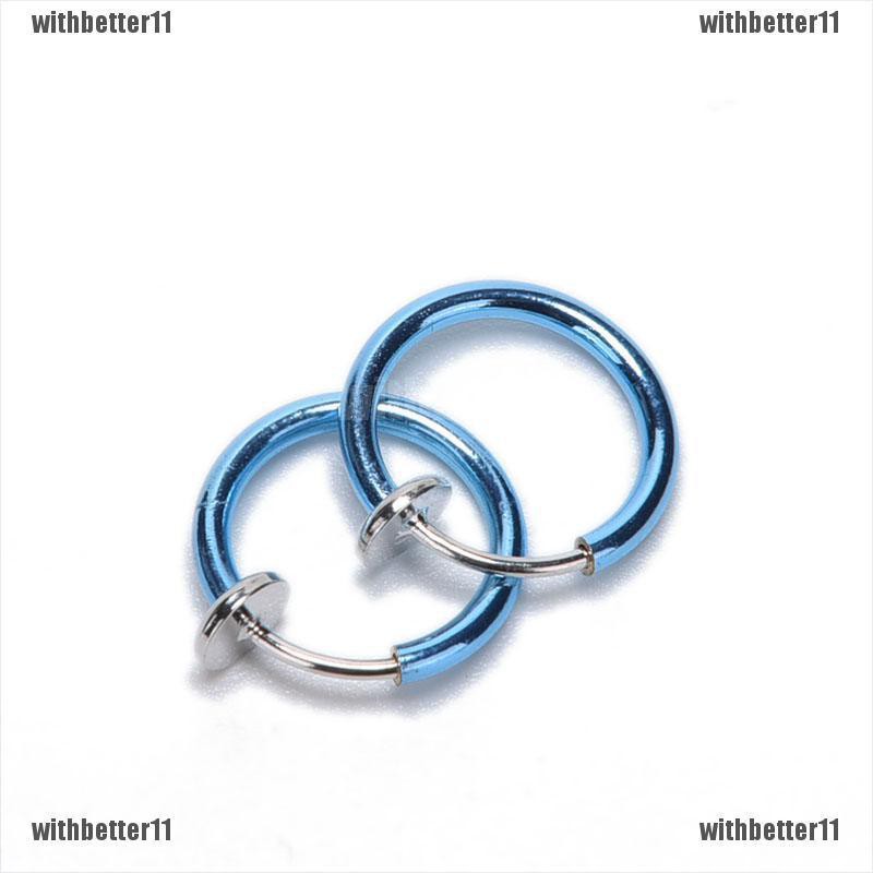 【with•TER】ต่างหูสตั๊ดปลอม สไตล์พังก์ เจาะร่างกาย จมูก ปาก 2 ชิ้น
