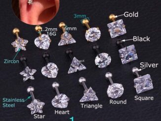 ต่างหูคริสตัลเพทายเจาะหู Tragus Helix 16 G 3 / 4 / 5 / 6 มม . 1 ชิ้น