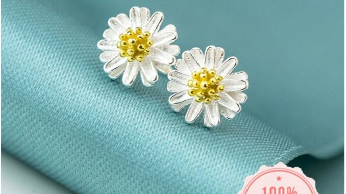 [SE130] ต่างหูเงินแท้ 92.5% ดอกเดซี่   Daisy สุดน่ารัก สไตน์มินิมอล ก้านสลัก S925  925 Silver  minimore