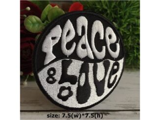 เครื่องหมาย Peace ขาว ดำ ตัวรีดติดเสื้อ อาร์มรีด อาร์มปัก ตกแต่งเสื้อผ้า หมวก กระเป๋า แจ๊คเก็ตยีนส์ Hippie Embroidere...