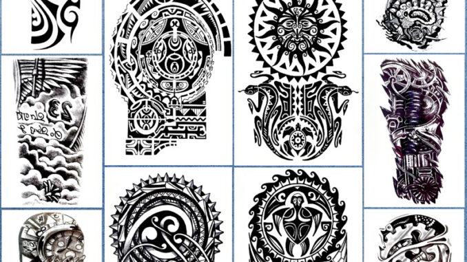 แทททู ไทรบัล ชนเผ่า 4ใบ99บาท tribal ลายสัก รอยสักชั่วคราว tattoo
