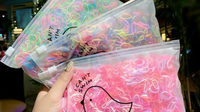 ยางมัดผมแบบใช้แล้วทิ้งหลากสี 1000 ชิ้น/ถุง