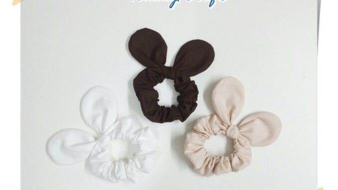 ยางรัดผมหูมิกกี้เม้าส์ โดนัทรัดผม ผ้าคอตตอน สีพื้น 1 Mickey mouse Ears cotton Hair scrunchies
