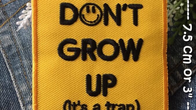 Don't grow up ตัวรีดติดเสื้อ อาร์มรีด อาร์มปัก ตกแต่งเสื้อผ้า หมวก กระเป๋า แจ๊คเก็ตยีนส์ Quote Embroidered Iron on Patch