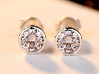 เดี่ยวเพชร Bezel Stud Earrings ชุบทองคำขาว 18k ทองคำขาวทองคำขาว Moissanite กะรัตผู้หญิงต่างหูเพชร de2-799