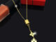 เครื่องประดับ สร้อยคอโซ่เหล็กไทเทเนียม 18K จี้ใบโคลเวอร์สี่แฉก สําหรับผู้หญิง