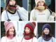 หมวกไหมพรม+ผ้าพันคอ  แบบ colorful KR30
