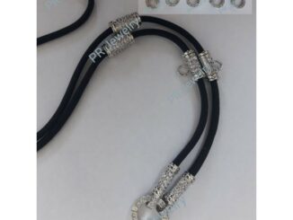 สร้อยเชือกร่ม เคลือบทองคำขาว ฝัง CZ !! สร้อยพระ !! เข้าใหม่ !!