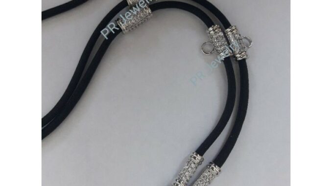 สร้อยเชือกร่ม เคลือบทองคำขาว ฝัง CZ !! สร้อยพระ !! เข้าใหม่ !!