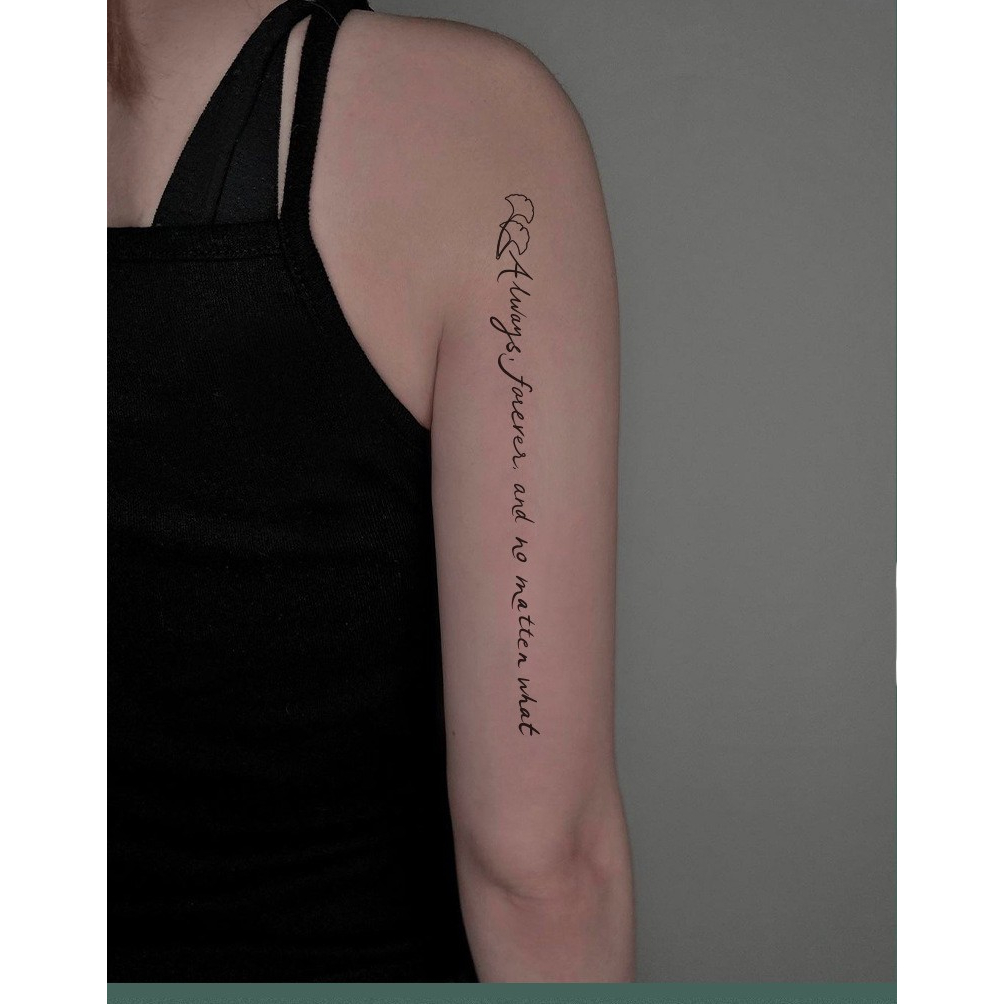 085 [พร้อมส่ง] TATTOO 15 DAYS  ได้ 4 แผ่น 31ลาย กันน้ำได้ ไม่ลอก แทททูสติ๊กเกอร์ คำคมอักษรเท่ๆ สไตล์เกาหลี