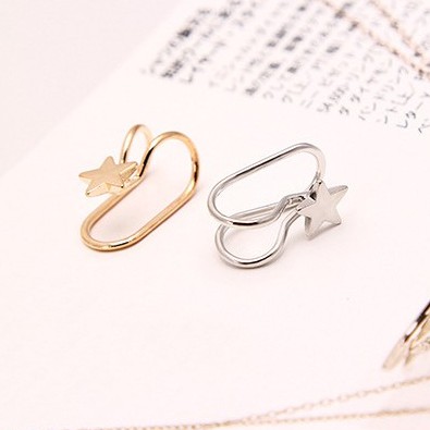 1 ชิ้น(1pcs) คลิปหู Ear Clip Cuff Pearl Star No Piercing Earring Women DDE51