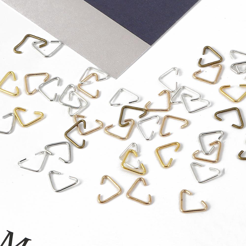 100pcs 6x10mm Triangle Clasps Buckle Loops Jump Rings Split Rings Connectors Clasps Hooks for Jewelry Making Accessories