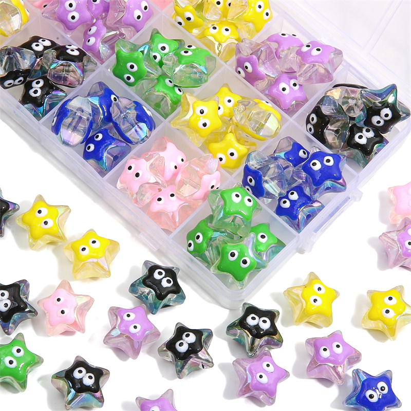[19 มม.] ลูกปัดดาวห้าแฉก ตาเล็กน่ารัก เครื่องประดับ สร้อยข้อมือ DIY