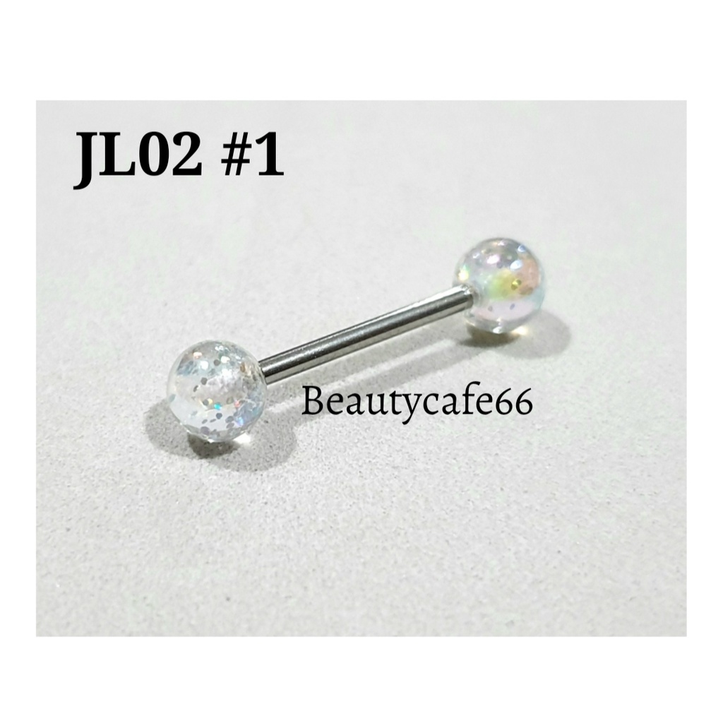 1pc. จิวลิ้น Surgical Steel จิวลิ้นอะคลิลิค ก้านสแตนเลส 1.6 x 16 mm. พร้อมส่งจากไทย Body Jewelry JL02 จิวปาก จิวแก้ม