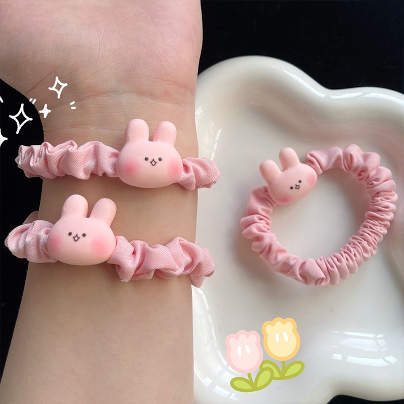 2023 เกาหลี ยางรัดผม จีบรอบ ลายการ์ตูนกระต่ายน่ารัก หวานแหวว สดใหม่ สําหรับเด็กผู้หญิง