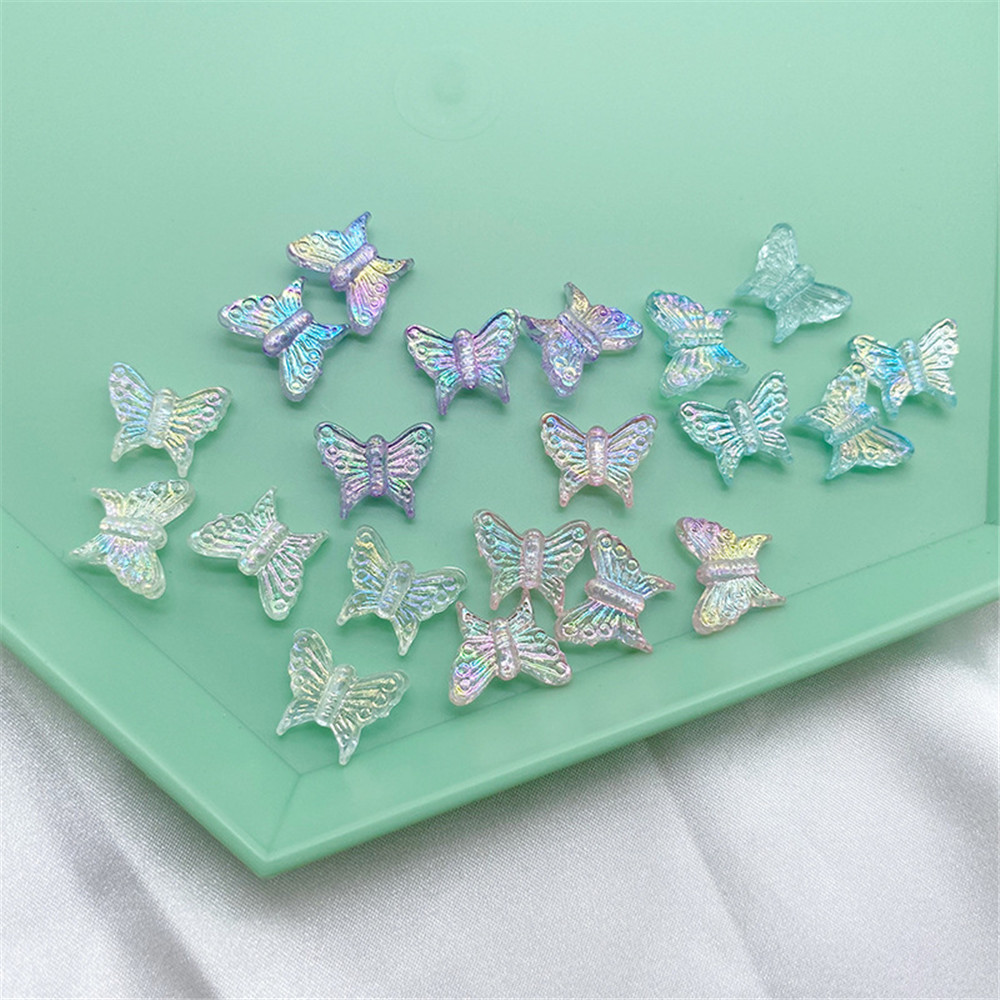 20pcs Acrylic 3D Butterfly Mixed Colour Transparent Butterfly Charm Beads Jewelry Make