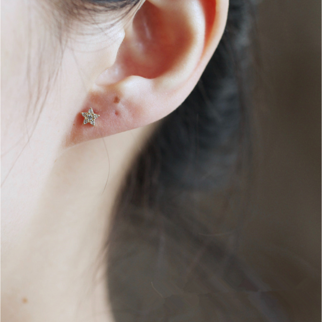 234-littlegirl gifts-Star and Moon Piercing silver s925 (ราคาต่อชิ้น)
