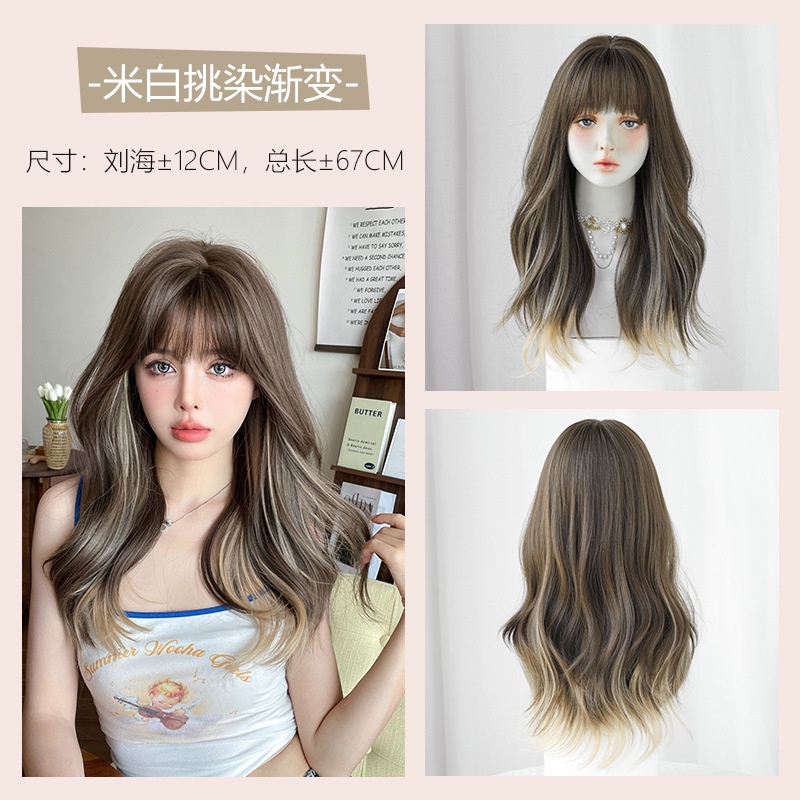 7jhh WIGS ใหม่ วิกผมหยิกยาว ไฮไลท์ ไฮไลท์ไฟเบอร์ธรรมชาติ สีเบจ สําหรับผู้หญิง C-0364