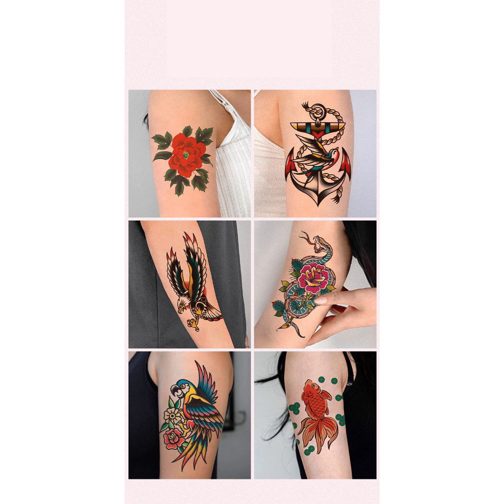 962 [พร้อมส่ง] TATTOO STICKER 1 ชุดได้ 10 แผ่น สีคมชัดสวยๆ รุ่นนี้ไม่กันน้ำน้า ลายมินิมอล
