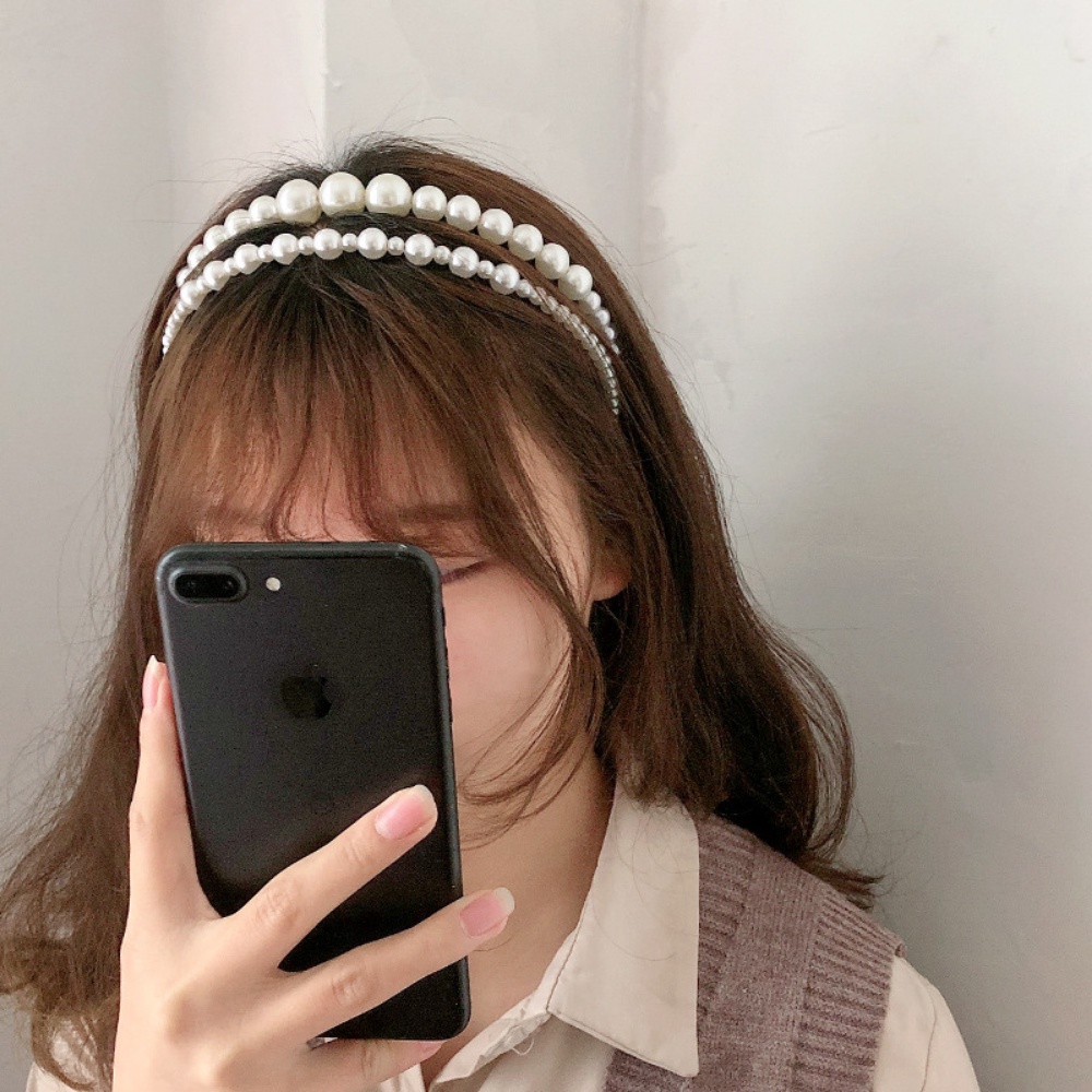 A HELLO GIRL ที่คาดผม ประดับไข่มุก ขนาดใหญ่ สไตล์เกาหลี แฟชั่นสําหรับผู้หญิง