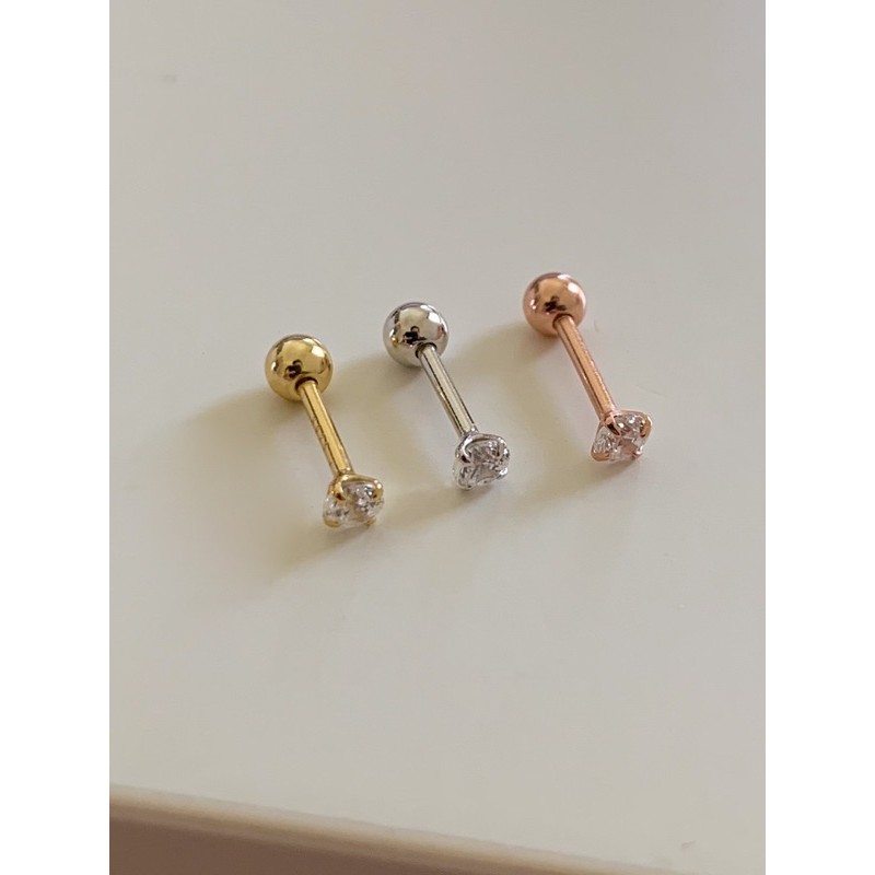 A.piece จิวเงินแท้ [all silver 925] crystal piercing