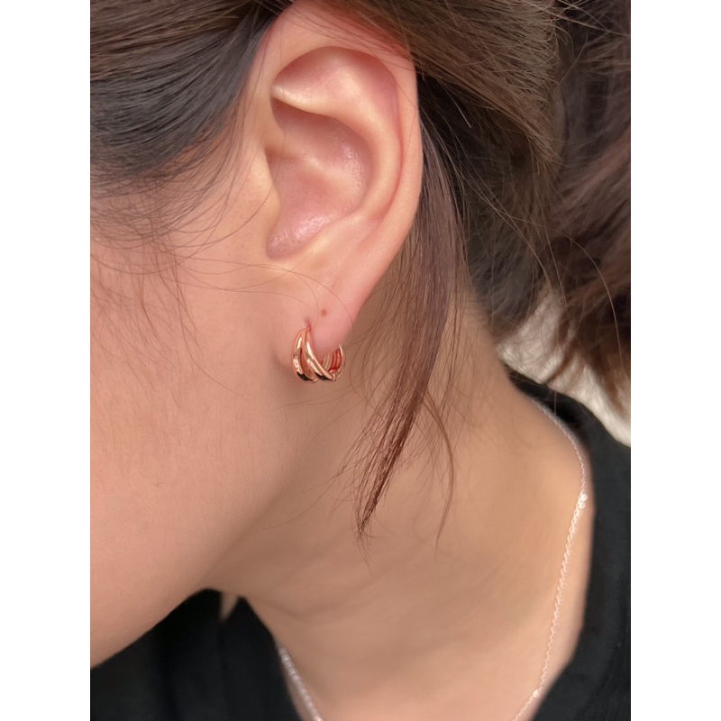 A.piece  ต่างหู [Silver 925 pin+Brass] Simple two line one-touch