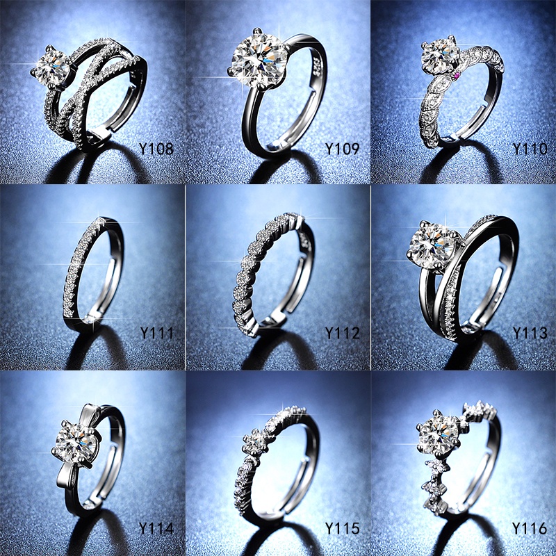 Aifei แหวนเพชรโมอิสจําลอง 1 กะรัต สําหรับผู้หญิง -JH01
