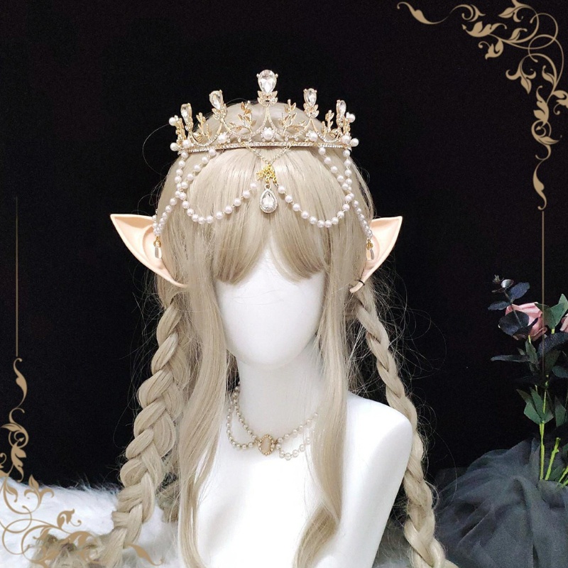 Aod ที่คาดผม มงกุฎ สีทอง ประดับไข่มุก สีขาว สไตล์โกธิค โลลิต้า ฮาโลวีน