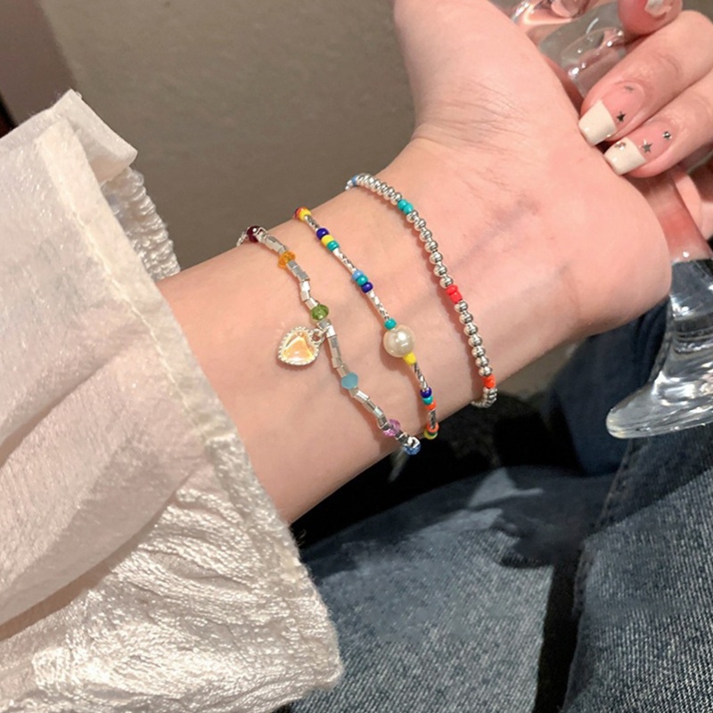 Arin สร้อยข้อมือ ประดับลูกปัด จี้รูปหัวใจ ปรับได้ เครื่องประดับแฟชั่นฤดูร้อน