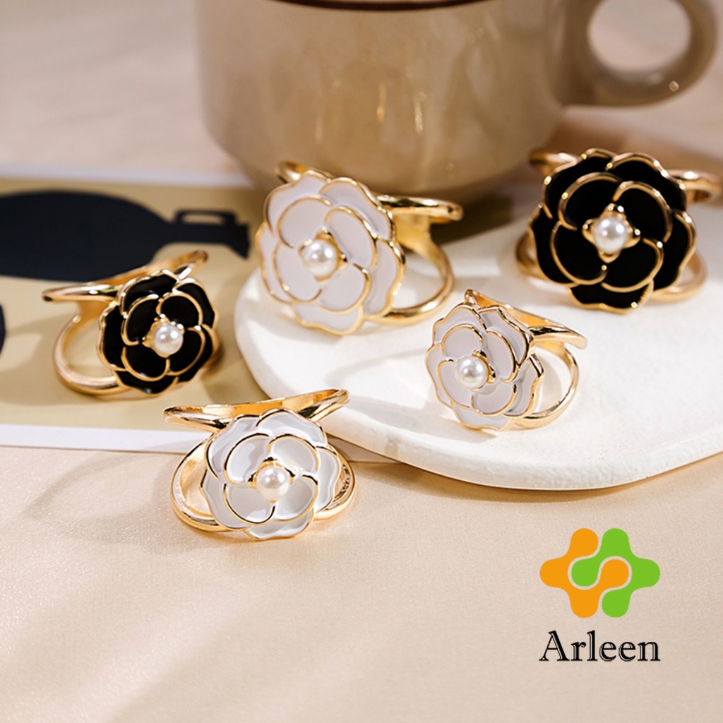 Arleen แหวนผ้าคลุมไหล่ สําหรับติดประดับผ้าพัน  ประดับไข่มุก สไตล์เรโทร scarf ring