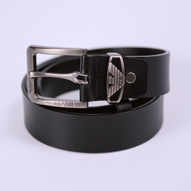 Armani เข็มขัดผู้ชายหนังแท้อามานี่ รุ่น A-1 มีสีดำ