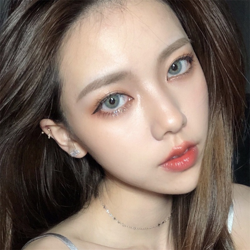 Aurora blue crazy คอนแทคเลนส์ บิ๊กบิวตี้ ขนาดเล็ก สีฟ้า สําหรับดวงตา สายตาสั้น ธรรมชาติ