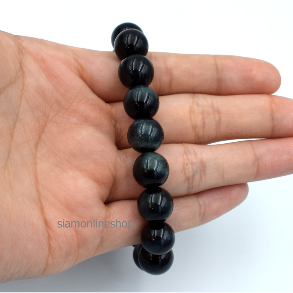 BLACK OPAL หินแบล็คโอปอล ขนาด 10 มม. สร้อยข้อมือหินแท้ by siamonlineshop