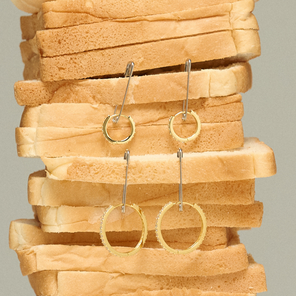 Bemet pave gem hoop (925 sterling silver)