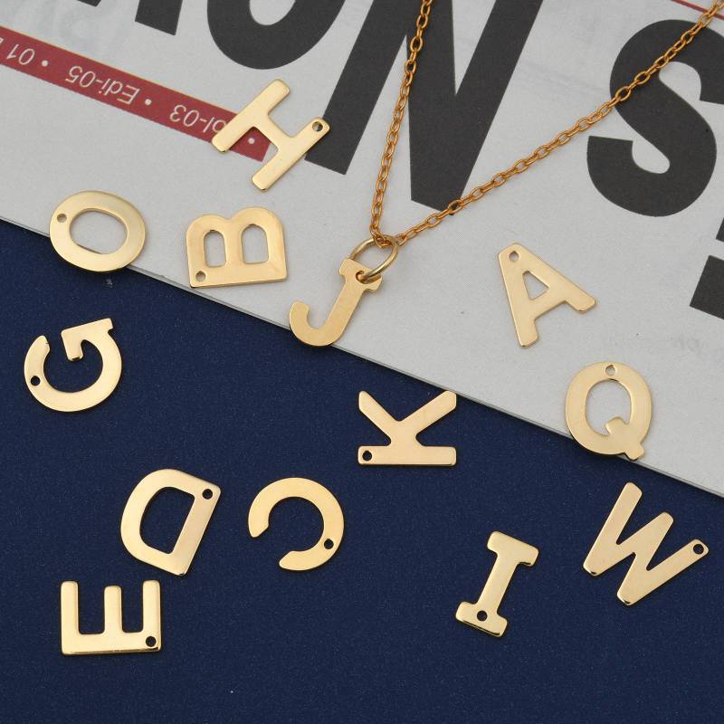 Benecreat 10 ชิ้น 304 จี้สแตนเลส Letter.A - Z สีทอง Diy สําหรับใช้ทําเครื่องประดับ