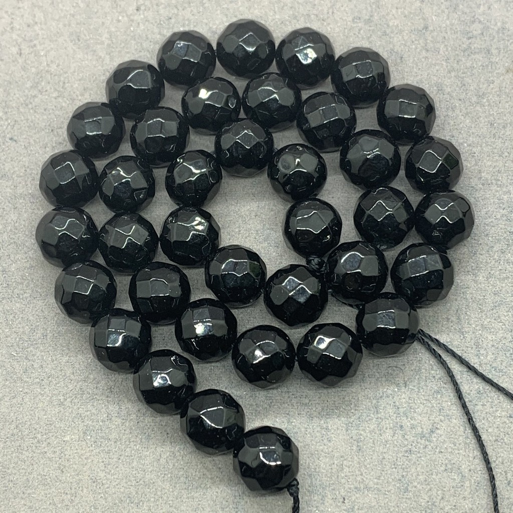 Black Agate Onyx Beads อาเกตสีดำนิลลูกปัด 4/6/8/10 / 12mm เหลี่ยมเพชรพลอยหินธรรมชาติตัดอัญมณีหลวม DIY