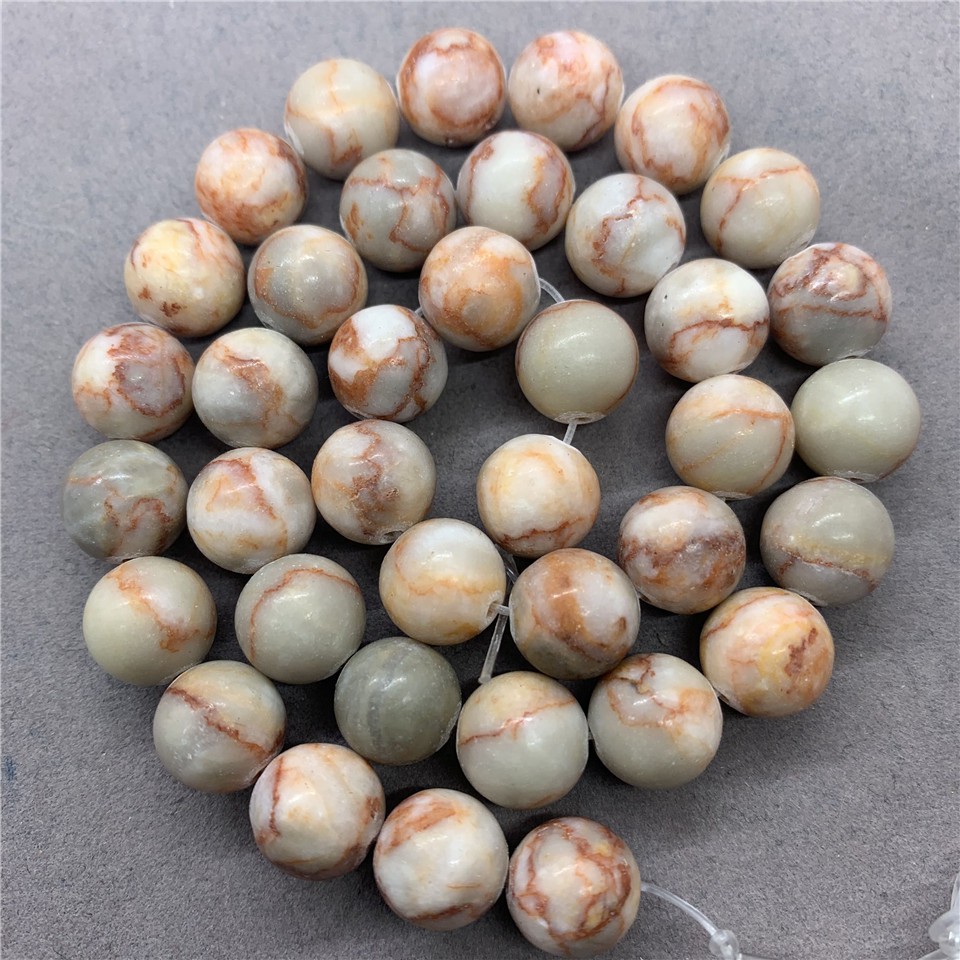 Black & Red Web Stone Beads 4-12mm Round Loose Natural Stone Diy for Bracelet