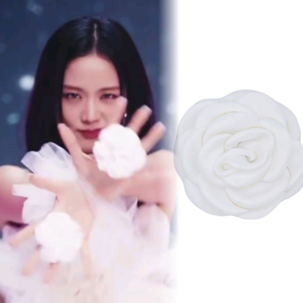 Blackpink แหวนเต้นรํา รูปดอกคามิเลีย สีชมพู 2 ชิ้น