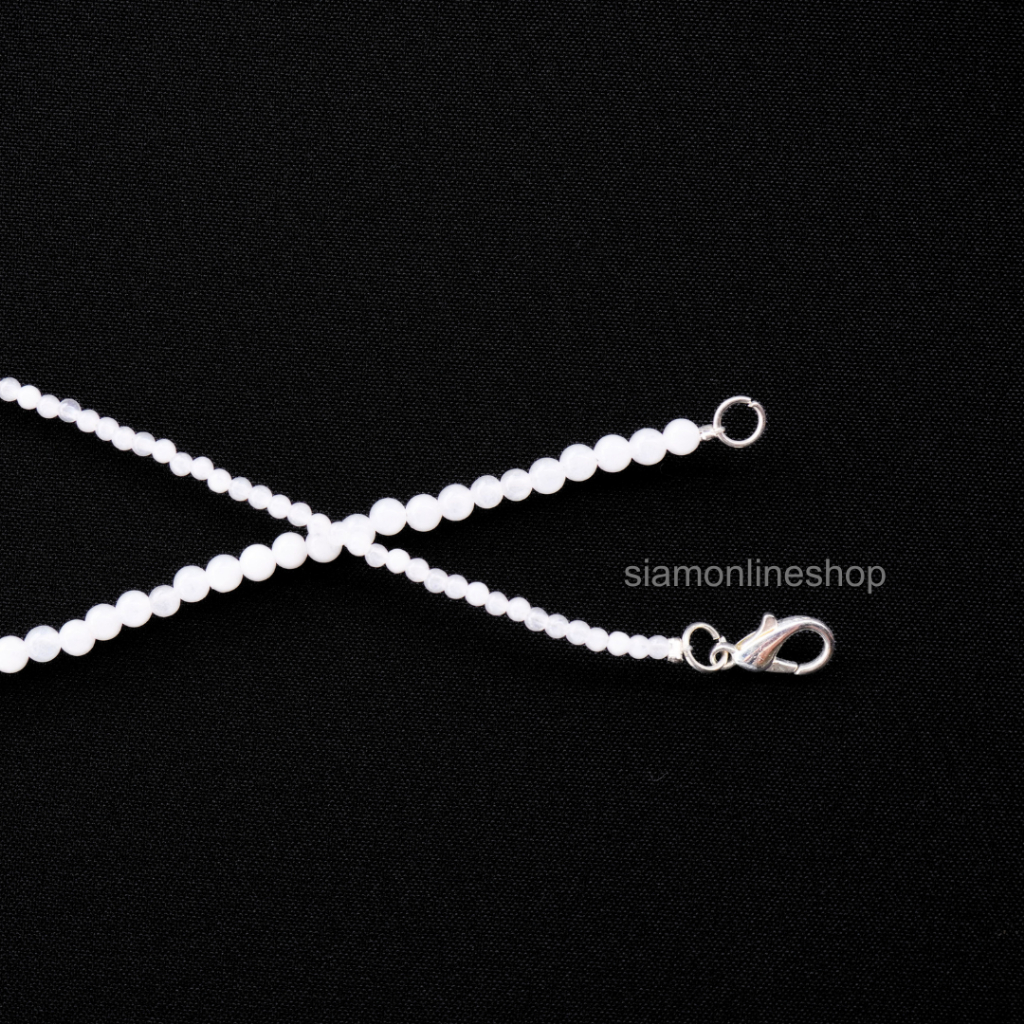 CHOKER สร้อยคอหิน หยกขาว หยกแท้ เลือกขนาดเม็ดหิน และความยาวได้ โชคเกอร์หิน white jade by siamonlineshop