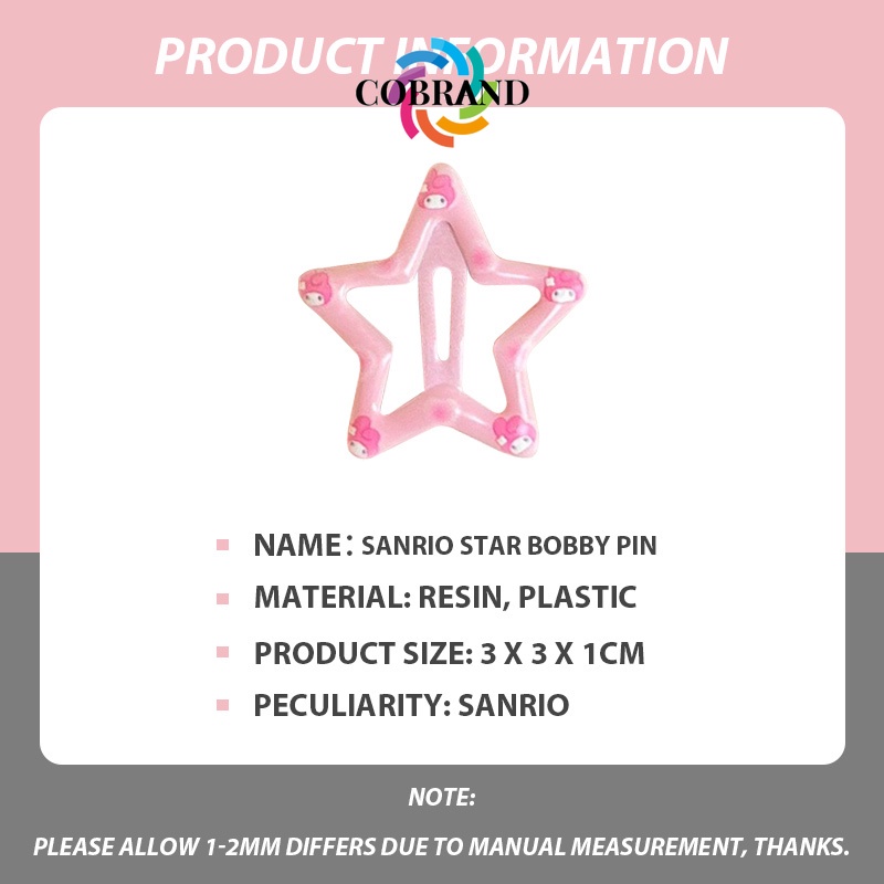 COD-การ์ตูน Sanrio Star Hair Clip น่ารัก Ins หวาน Hair Clip สาว Heart Stick Clip นักเรียน BB Clipส่งจากไทย