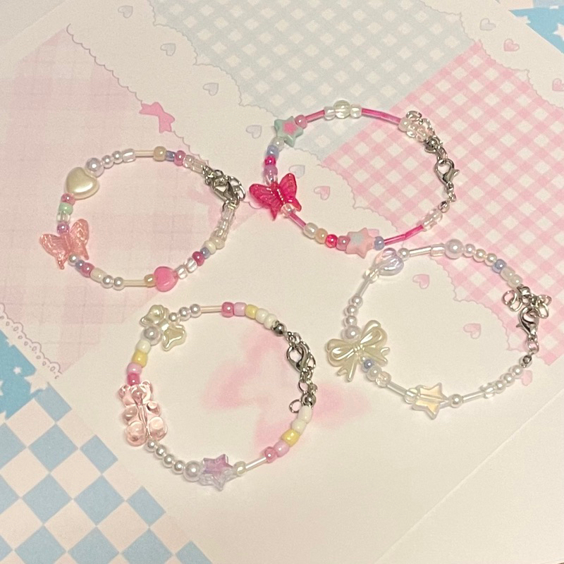 Callmeninety - (พร้อมจัดส่ง1-2วัน)กำไลข้อมือสร้อยข้อมือลูกปัดโทนหวาน ⭐️