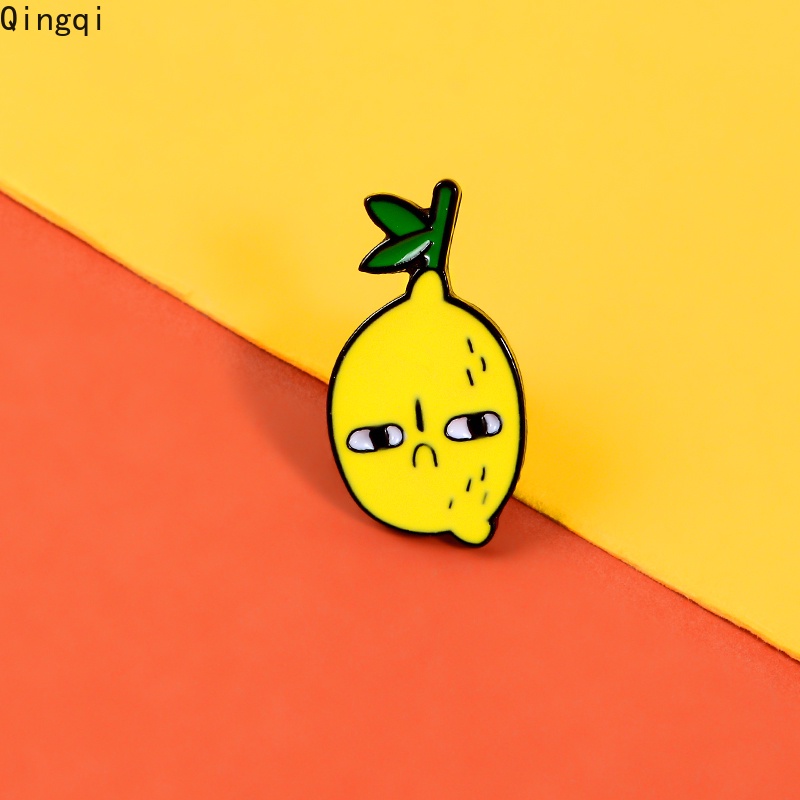 Cartoon Envious Lemon Enamel Pin Cute Unhappy Yellow Lemon Fruit Jewelry Badge Jeans Shirt Bag Brooches Pins for Friends