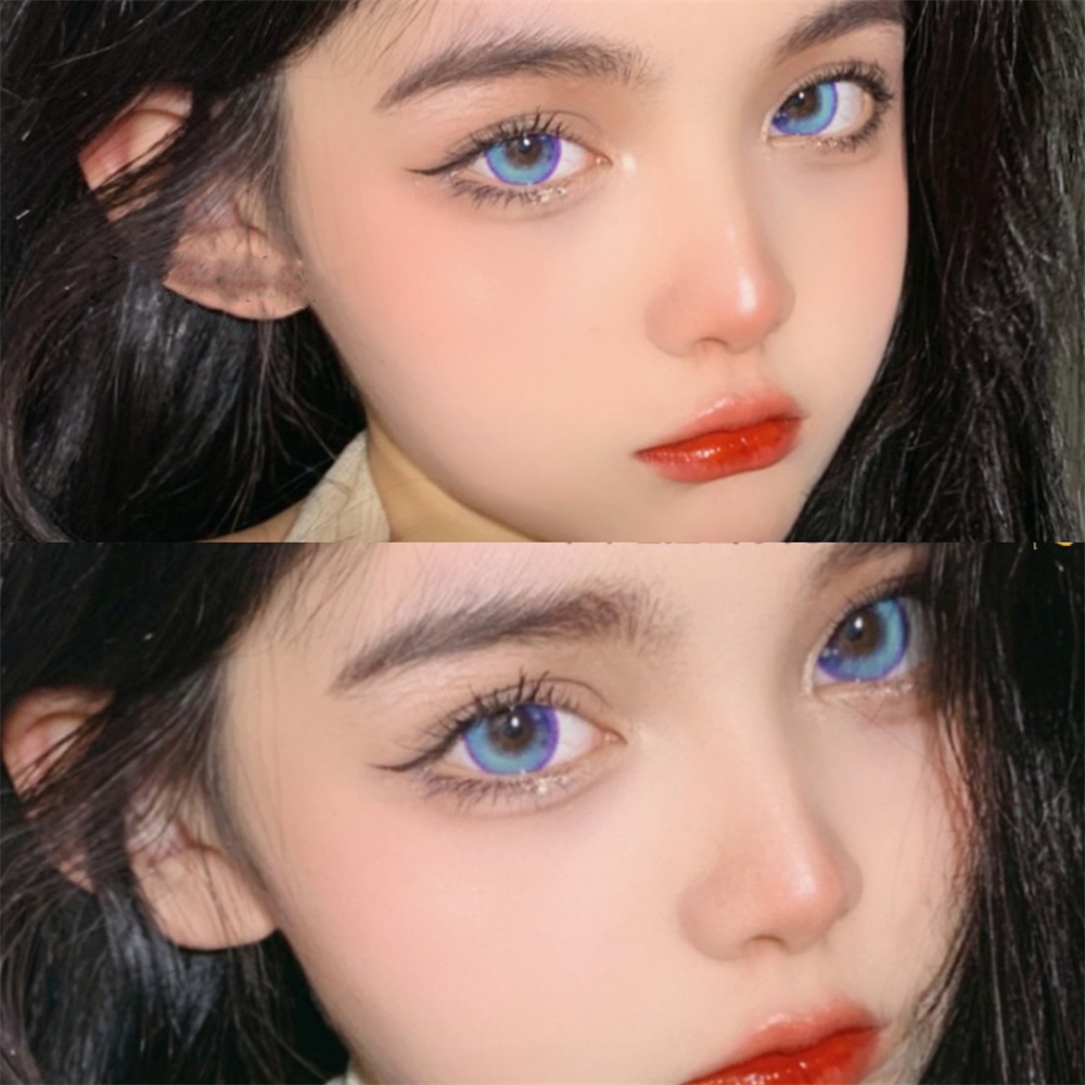 Cerisecon คอนแทคเลนส์ สีฟ้า ขนาดเล็ก สําหรับสายตาสั้น