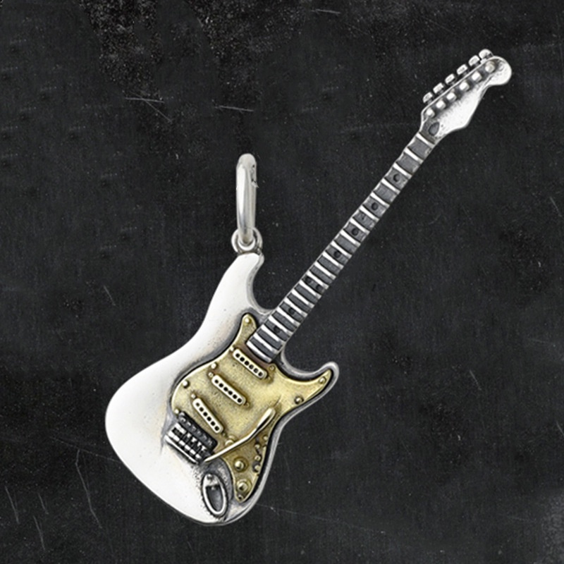 Colorful Electric Guitar Necklace Rock Punk Style Necklace Girls New Retro Niche Design Hip Hop Handsome Men
