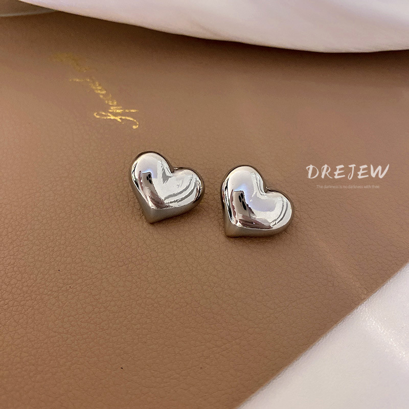 DREJEW ต่างหูเข็มเงิน 925 จี้รูปหัวใจ เครื่องประดับแฟชั่น สไตล์เกาหลี สําหรับผู้หญิง