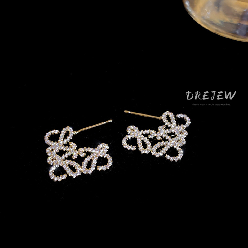 DREJEW ต่างหูเข็มเงิน 925 ประดับเพทาย 18K ทรงสี่เหลี่ยม หรูหรา สําหรับผู้หญิง