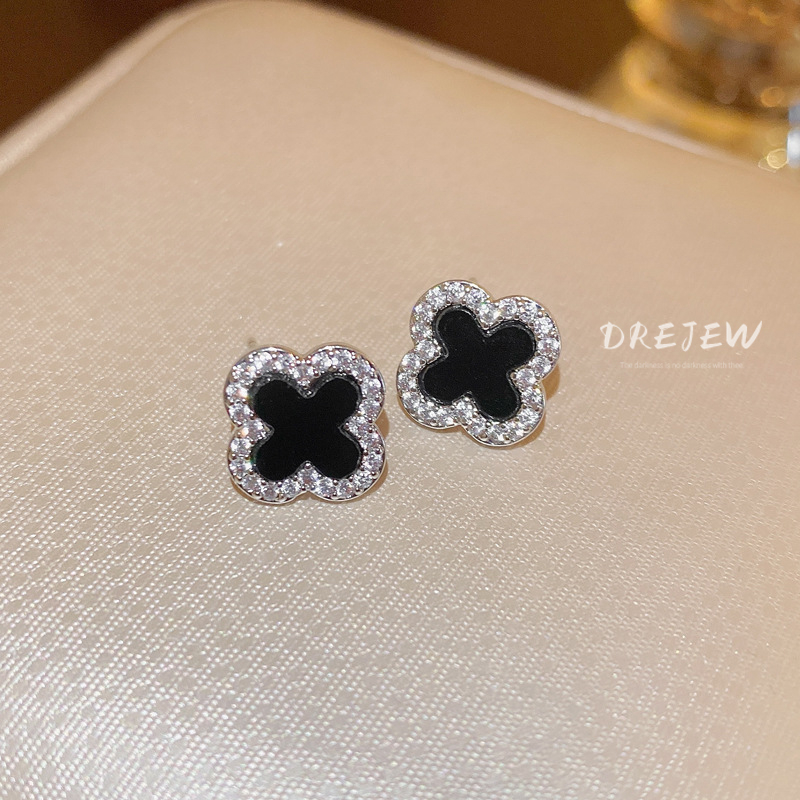 DREJEW ต่างหูเข็มเงิน 925 ประดับเพทาย ทอง 18K ลายดอกไม้ หรูหรา เหมาะกับผู้หญิง